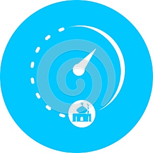 Prayer time, clock, watch in blue circle icon. Concept of UI design elements. Digital countdown app, user interface kit, mobile cl