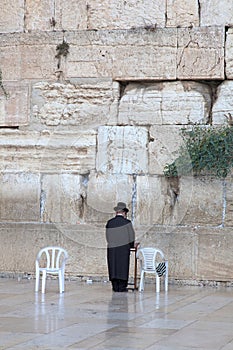 Prayer at the wailing wall Jerusalem, Israel