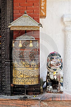 Prayer wheel at Bodhnath stupa in Kathmandu