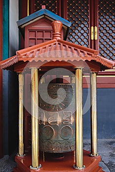 Prayer wheel in Lama temple, Beijing, China