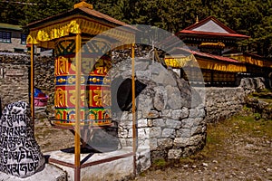 Prayer wheel with mantra in Nepal