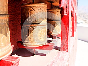 Prayer Wheel in monastery , Leh Ladakh , India