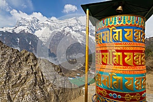 Prayer wheel near Namche Bazaar