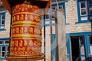 Prayer wheel in Nepal Buddhist temple