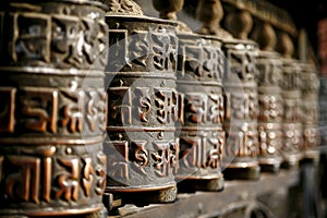 Prayer wheel at Nepal monkey temple