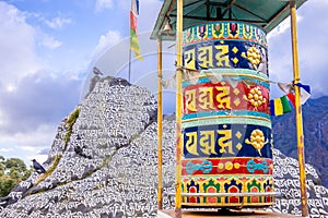 Prayer wheel with Om Mani Padme Hum mantra