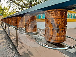 Prayer wheel at Sarnath temple varanasi