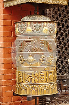 Prayer wheel in Swayambhunath Stupa, Kathmandu, Nepal