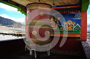 Prayer wheel in Thiksey Monastery