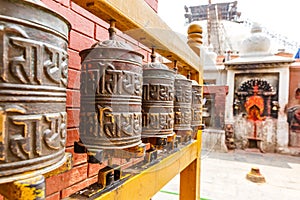 Prayer wheels at Boudhanath stupa