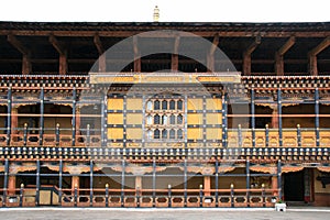 prayer wheels in a buddhist fortress (rinpung dzong) in paro (bhutan)