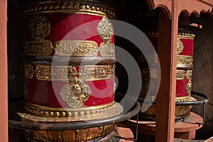 Prayer Wheels Diskit Gompa near Nubra Valley