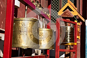 Prayer wheels at the Gandantegchinlen Monastery in Ulaanbaatar