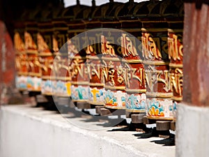 Prayer wheels for good karma in Sikkim, India