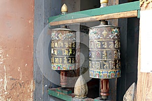 Prayer wheels of the  Jambay Lhakhang Temple