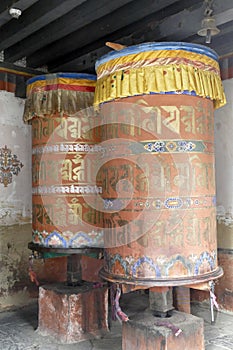 Prayer wheels of the  Jambay Lhakhang Temple