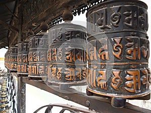 Prayer Wheels, Kathmandu, Nepal photo