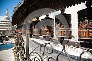 Prayer wheels at the Swayambhunath Stupa in Kathmandu