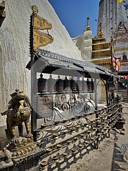 Prayer wheels, Swayambhunath Stupa, Kathmandu