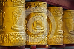 Prayer wheels in Tabo Monastery