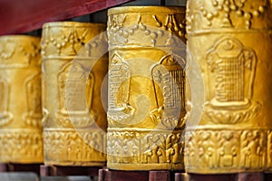 Prayer wheels in Tabo Monastery