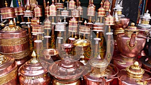 Prayer wheels in Tibet