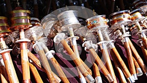 Prayer wheels in Tibet