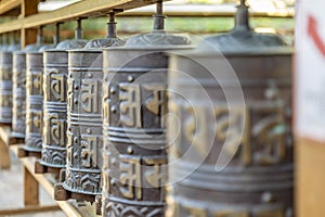 Prayer wheels in the Tibetan Buddhist Institute of Pomaia, Pisa, Italy