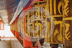 Prayer wheels at Tibetan Buddhist Monastery