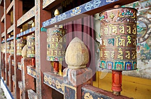 Prayer wheels at the Trongsa Dzong, Trongsa, Bhutan