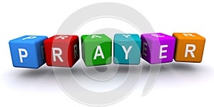 Prayer word block on white