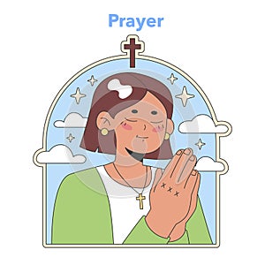 Prayerful devotion illustration. Flat vector illustration.