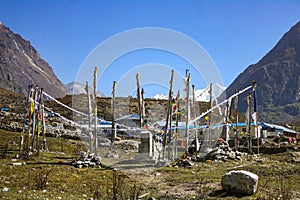 Prayers flags: the memorial of the people lost on earthquake 2015.