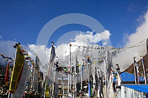 Prayers flags: the memorial of the people lost on earthquake 2015.