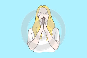 Praying, asking for God help concept