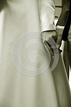 Praying bride and groom