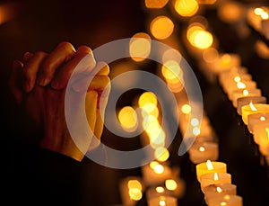 Praying in catholic church. Religion concept. photo