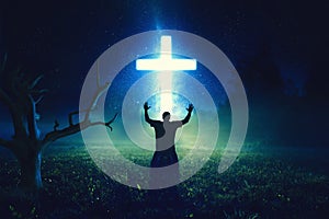 Praying before the cross