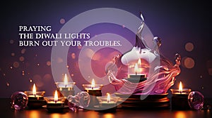 Praying the Diwali lights burn out your troubles. Greeting indian holdiday card