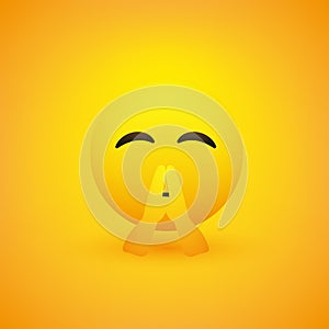 Praying Emoji with Folded Hands - Emoticon with Closed Eyes on Yellow Background - Vector Design Illustration for Web