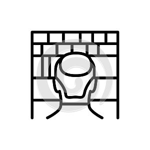 Praying in front of the wailing wall line color icon. Isolated vector element.