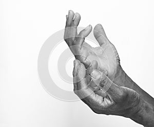 Praying hands in black and white