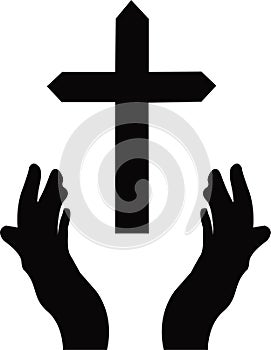 Praying Hands and a Cross jpg image with svg vector cut file for cricut and silhouette