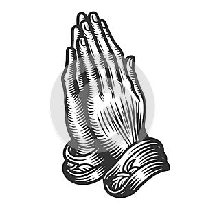 Praying Hands Floral Elements engraving raster