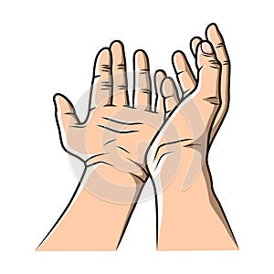 Praying Hands with Hand Drawn Style Vector