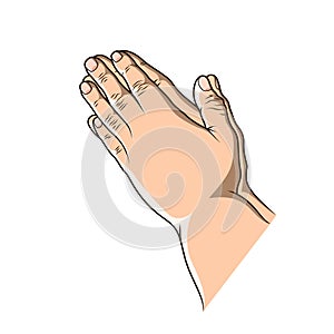Praying Hands with Hand Drawn Style Vector