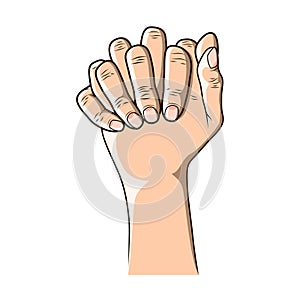 Praying Hands with Hand Drawn Style Vector