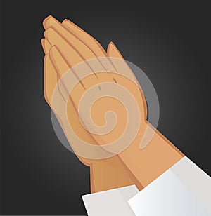 Praying hands. Illustration on black background.