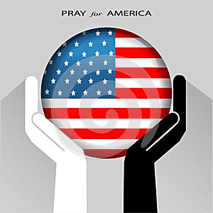 Praying hands with National Flag of the UNITED STATES OF AMERICA, Pray for AMERICA
