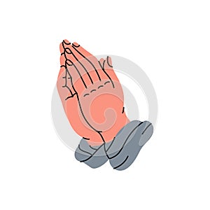 Praying hands. Old school tattoo. Vector illustration.